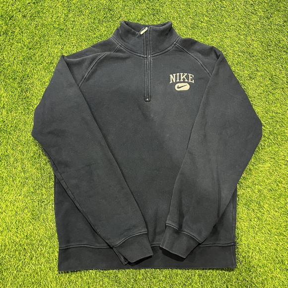 Vintage Y2K Nike Navy Quarter Zip Spellout Sweatshirt